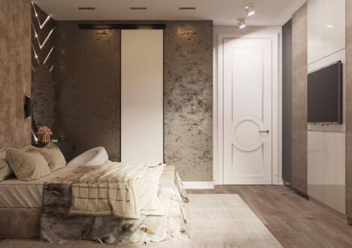 Теплый и современный интерьер спальни. 03