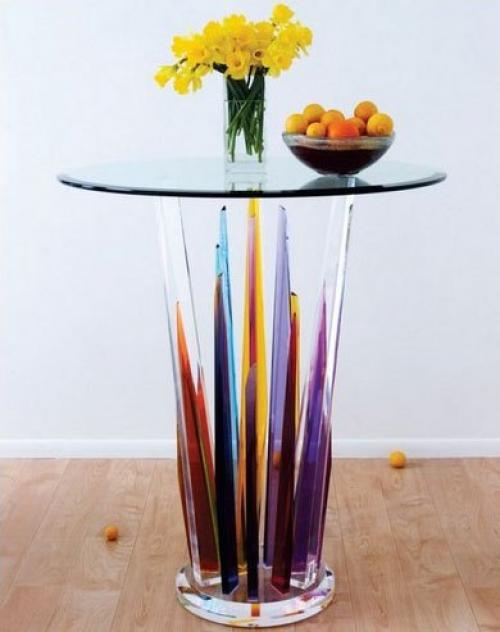 Креативные барные столики из разноцветного стекла. 01 Креативные барные столики из разноцветного стекла. 01