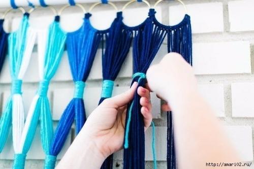 Разноцветные шторы из пряжи. 01