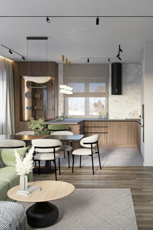 Кухня - гостиная в частном доме. 03