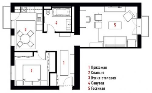 Двухкомнатная квартира в Москве, 61 м. 05