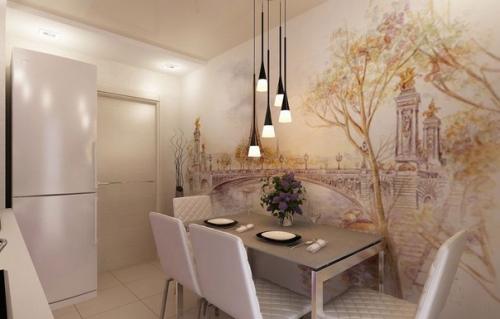 Идеи интерьера кухни с фотообоями. 03