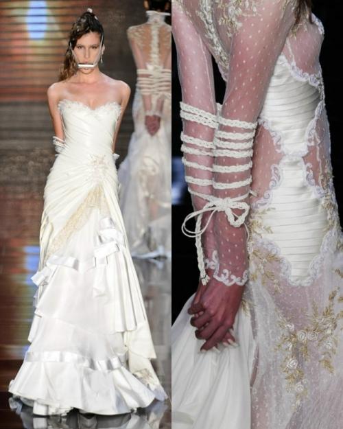 Связанные невесты на показе Samuel Cirnansck, 2012. 02