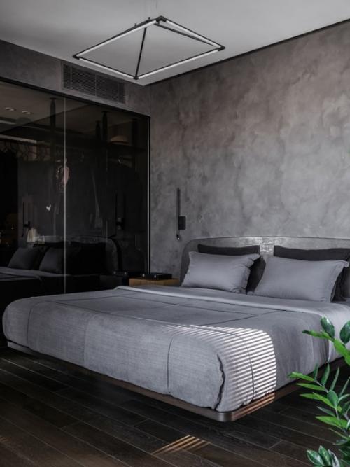 Реализованный интерьер темной квартиры с яркими акцентами в Москве. 05