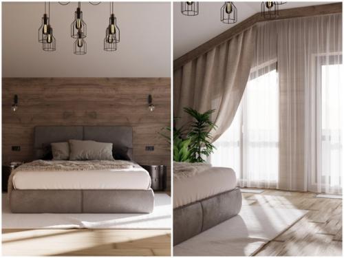 Визуализация интерьера спальни и гардеробной. 01