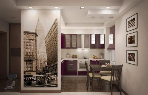 Идеи интерьера кухни с фотообоями. 08