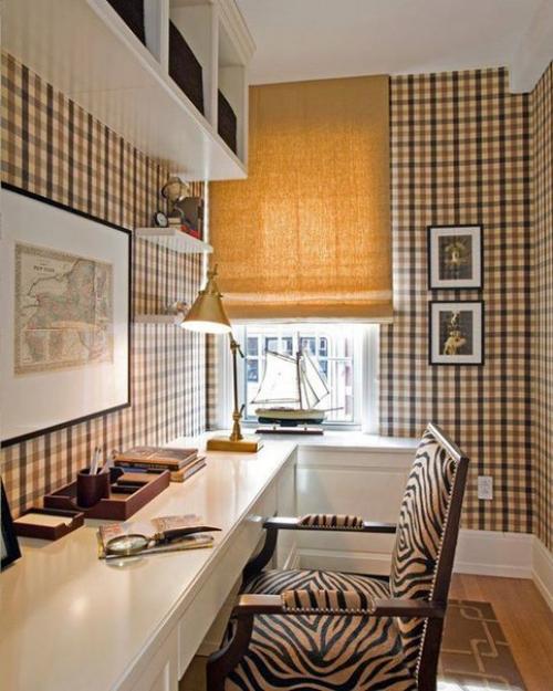 Клетчатые обои в интерьере комнат квартиры или загородного дома. 03