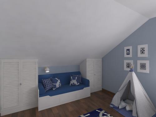 Детская в мансарде в морском стиле. 06