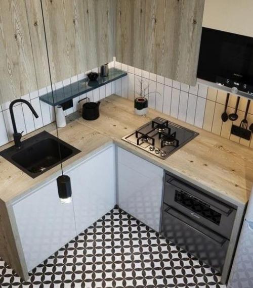 Небольшая кухня. В скандинавском стиле. 01