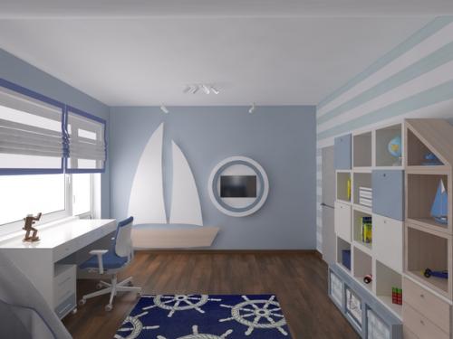 Детская в мансарде в морском стиле. 07