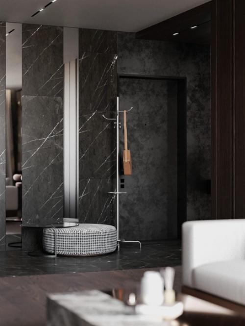 Интересный интерьер. В тёмных тонах. 03