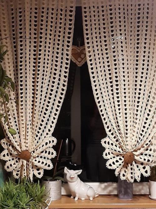 Вязаные шторы.  Ли им место в современном интерьере есть. 04