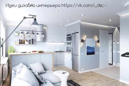 Кухня - гостиная 21 м. кв для молодого человека в Москве от Dhome хозяин творческая личность, ему оставили простор и музыкальную зону. 02