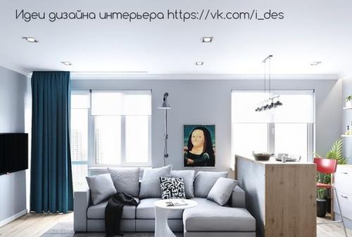 Кухня - гостиная 21 м. кв для молодого человека в Москве от Dhome хозяин творческая личность, ему оставили простор и музыкальную зону.