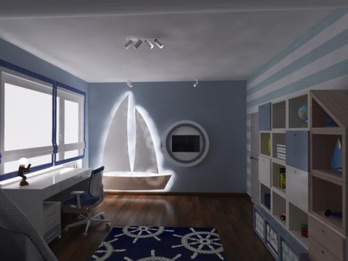 Детская в мансарде в морском стиле. 08