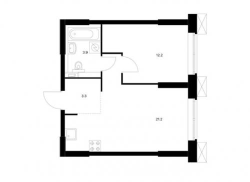 Однокомнатная квартира 40, 6 м 2 в ЖК волоколамское 24 в Москве. 09