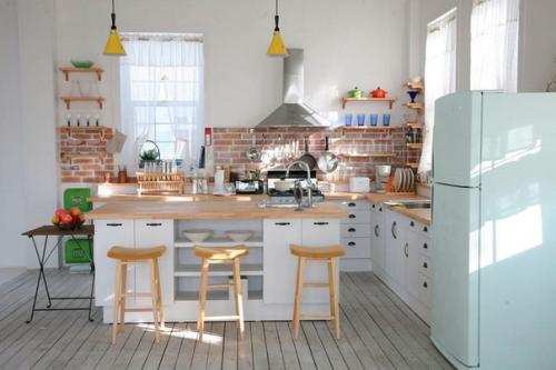 Кирпич в интерьере кухни. 04