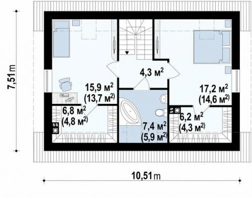 Практичный дом для небольшого участка, простой в строительстве, дешевый в эксплуатации. 03