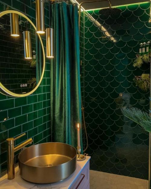 Ванная комната, похожая на зеленый сказочный лес! 07