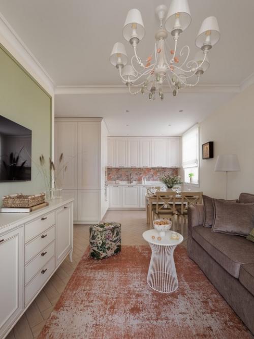 Интерьер однокомнатной квартиры 41, 1 м 2 (44, 2 м 2 с балконом) в ЖК западная резиденция в Ростове-на-дону. 02