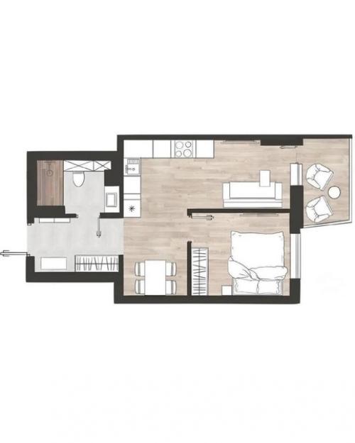 Дизайн квартиры 43 кв. 09