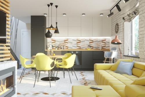 Дизайн - проект кухни - гостиной в загородном доме. 02