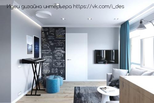 Кухня - гостиная 21 м. кв для молодого человека в Москве от Dhome хозяин творческая личность, ему оставили простор и музыкальную зону. 04