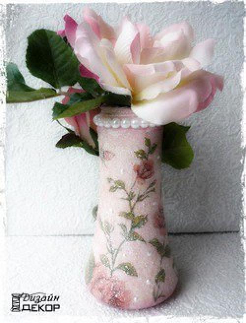 Декупаж: вазочка в стиле шебби шик? 05