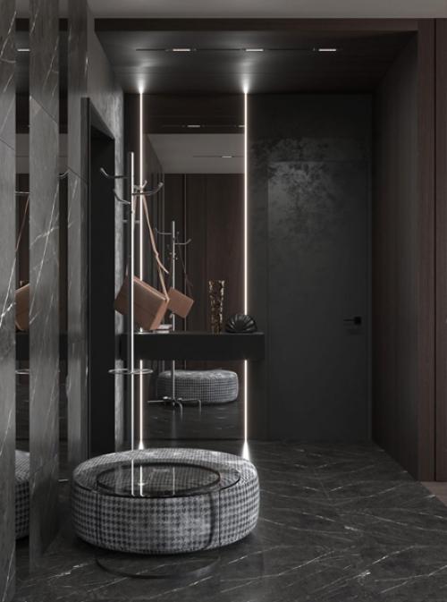 Интересный интерьер. В тёмных тонах. 04