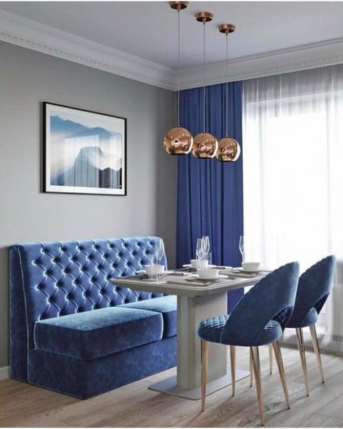 Белая кухня с синими акцентами. 02