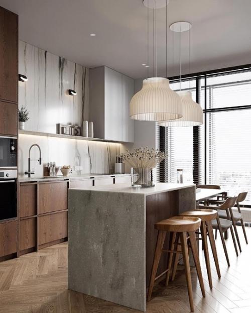 Дизайн - проект стильной и функциональной квартиры, где спальня зонирована от гостиной, а также есть небольшое рабочее место. 08