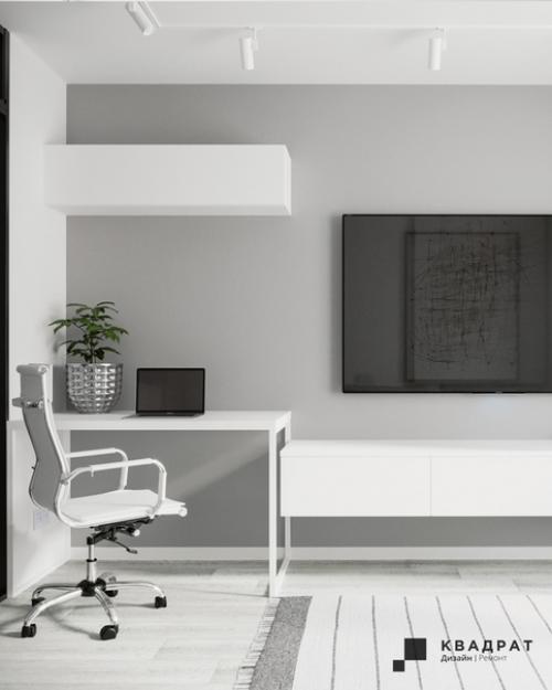 Дизайн гостиной. Гостиная выполнена в серо - белых тонах. 04