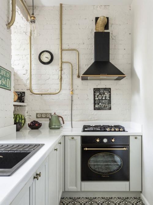 Мы выбираем дизайн кухонного фартука: обзор фартука из белого кирпича с грубой текстурой. 07