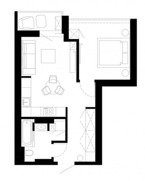 Квартира 43 м 2 в стиле минимализм с элементами Wabi Sabi. 09