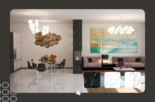 Мраморный Контраст в гостиной или как стильно интегрировать керамогранит в интерьер. 03