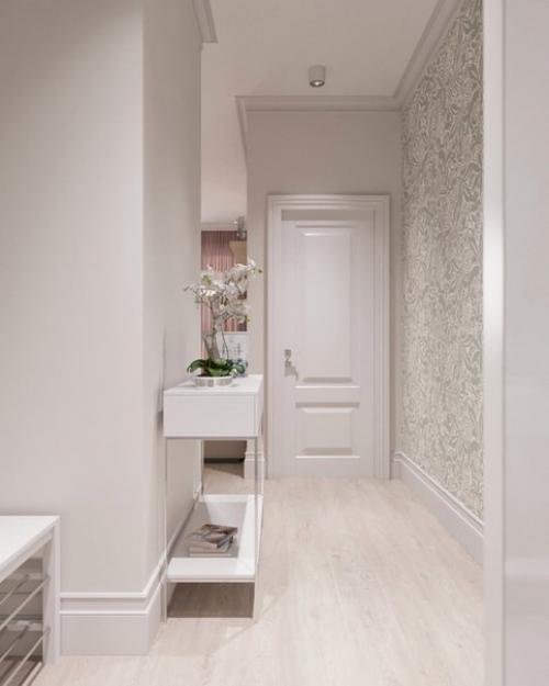 Дизайн этой 1-комнатной квартиры выполнен в бежево - розовых тонах, среди которых встречаются яркие акценты. 07