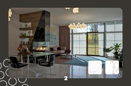 Мраморный Контраст в гостиной или как стильно интегрировать керамогранит в интерьер. 01