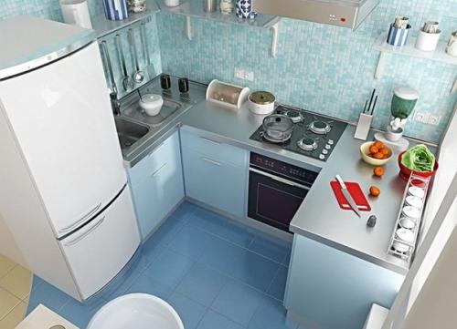 Маленькая кухня.  В случае если ваша кухня совсем мизерная и площадь ее всего 2 х 3 м, то можно ли ее сделать красивой, уютной и удобной. 02