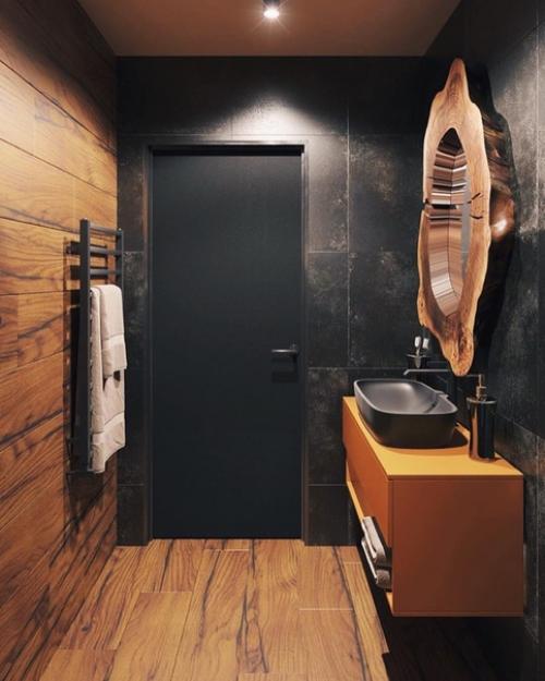 Дизайн санузла в черном цвете. 01