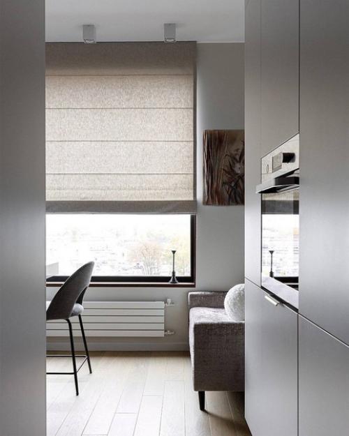 Анна Богачева оформила квартиру для молодой девушки в современном ЖК Береговой с видом на Москва - реку. 01