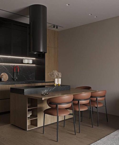 Кадры интерьера кухни - гостиной, спальни и сан. 01