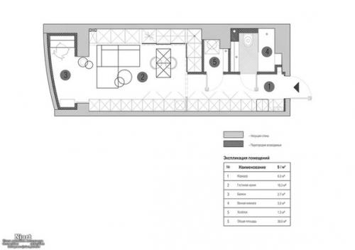 Трансформируемый дизайн квартиры - студии 30 кв. 09