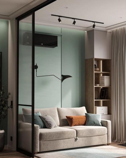 Интерьер кухни, объединенной с гостиной. 03