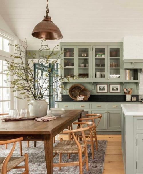 Зеленый цвет на кухне может создать ощущение свежести и природности. 01