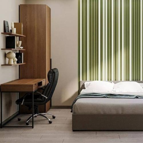 Интерьер трехкомнатной квартиры с яркими акцентами для молодой семейной пары, которая в будущем планирует иметь детей. 06