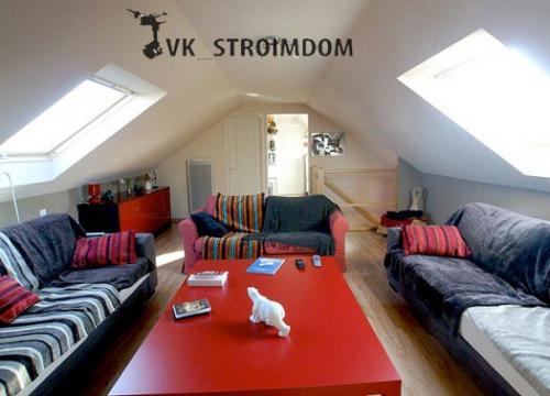 Планировка и интерьер мансарды частного дома. 04