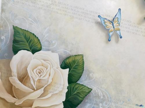 Фотографии росписи с розами в спальне. 09