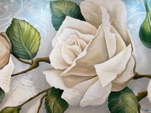 Фотографии росписи с розами в спальне. 07