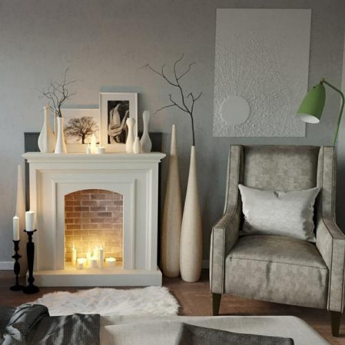 Очень уютная спальня с имитацией камина. 05