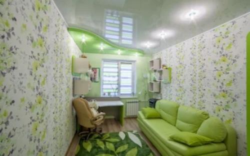 Где рекомендуют применять натяжные потолки зеленых оттенков? 02